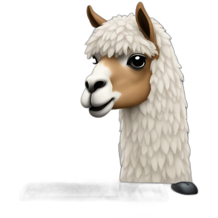 a llama hacking on a computer emoji