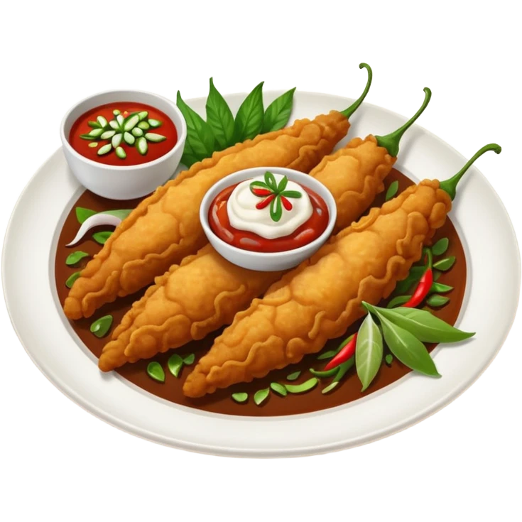 indonesian fried food with chili on a plate emoji