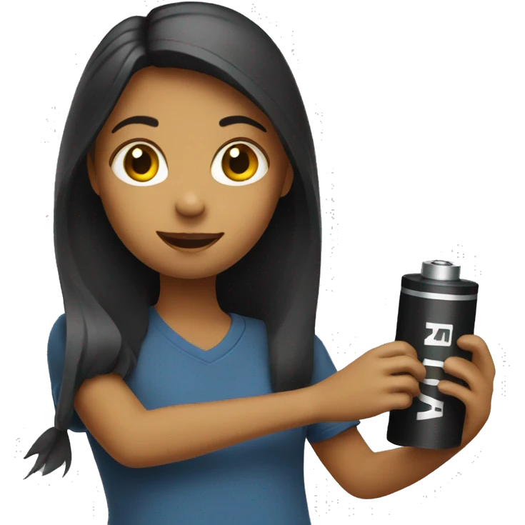 girl holding a battery emoji