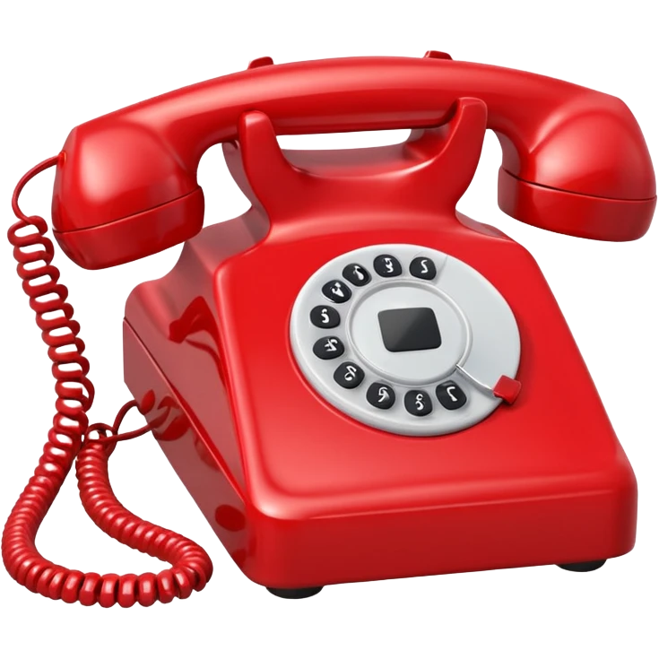 red analog telephone, glossy finish, bright saturated red, smooth curves, minimal details, clean and shiny
 emoji