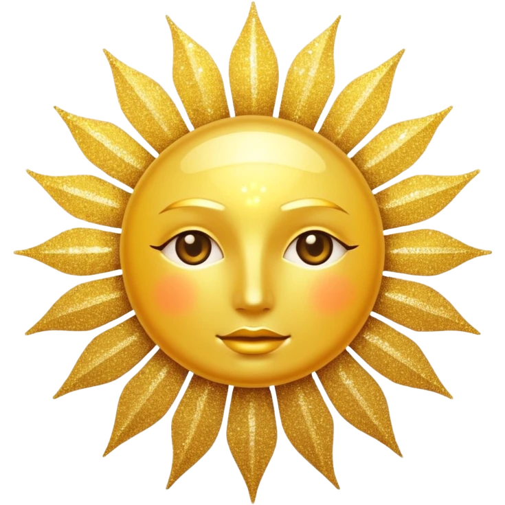 sun in 2d golden glitter in colour without face emoji