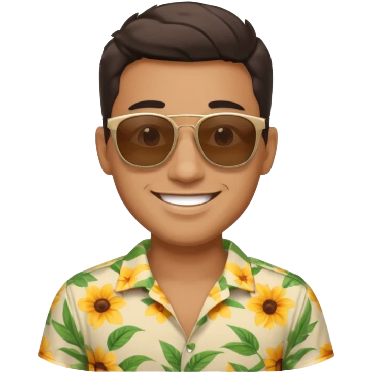 man with sunglasses and summer shirt emoji