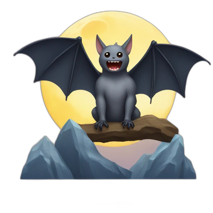 Bat in mountain and the moon emoji | AI Emoji Generator
