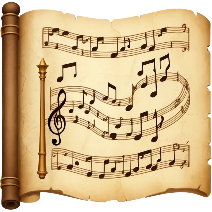 old map with curved edges, worn details, paths, musical symbols like notes and instruments, conveying guide for independent musicians, no text emoji