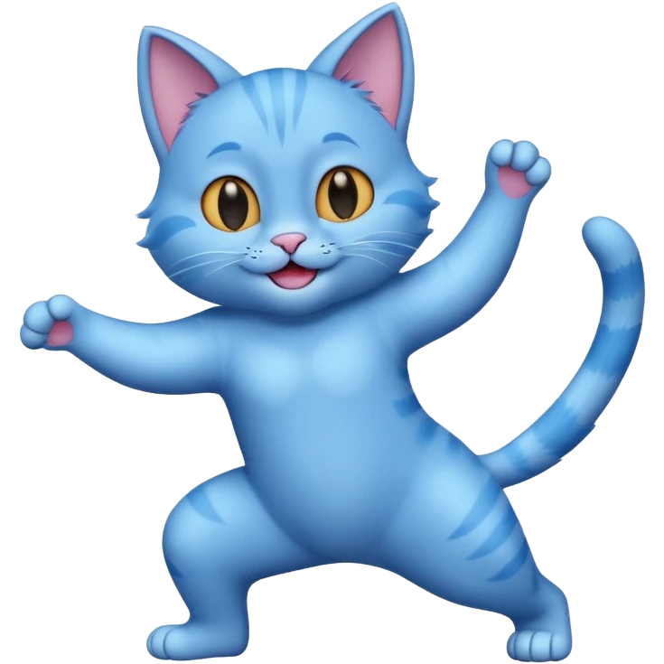 a dancing blue cat emoji