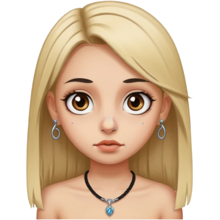 دختری با موهای صاف چشم درشت پیرسینگ زده تتوداره emoji