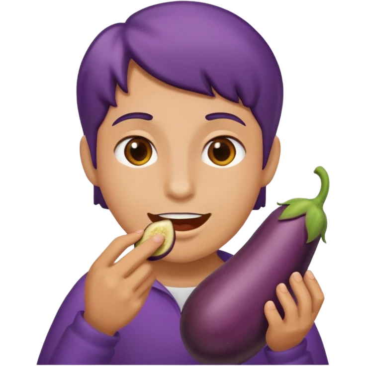 eating eggplant emoji