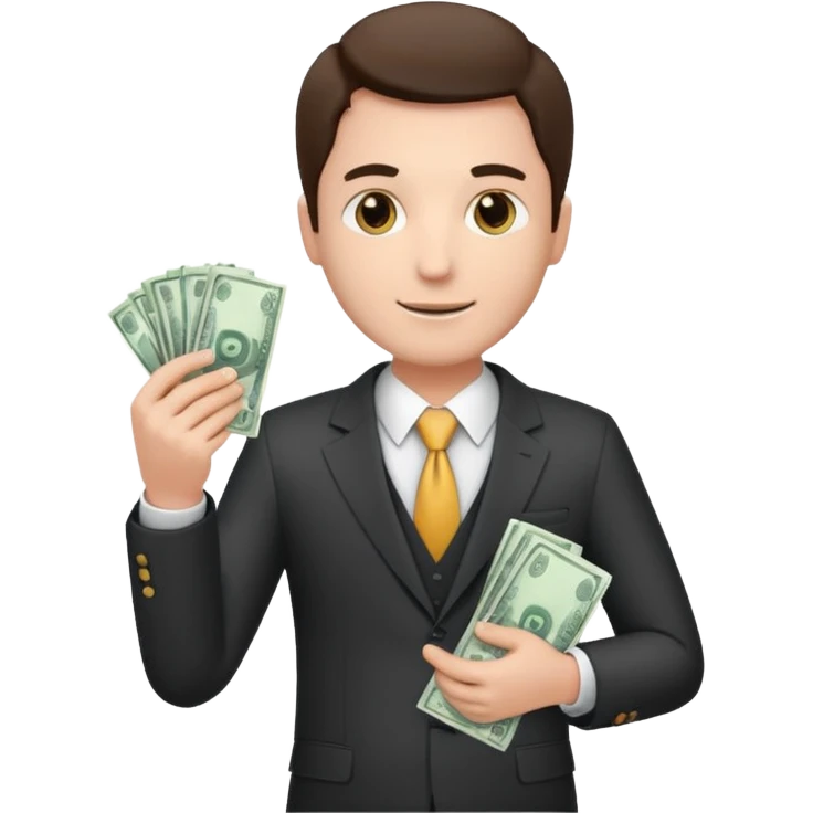 CEO with money in his hands donating to a hospital emoji