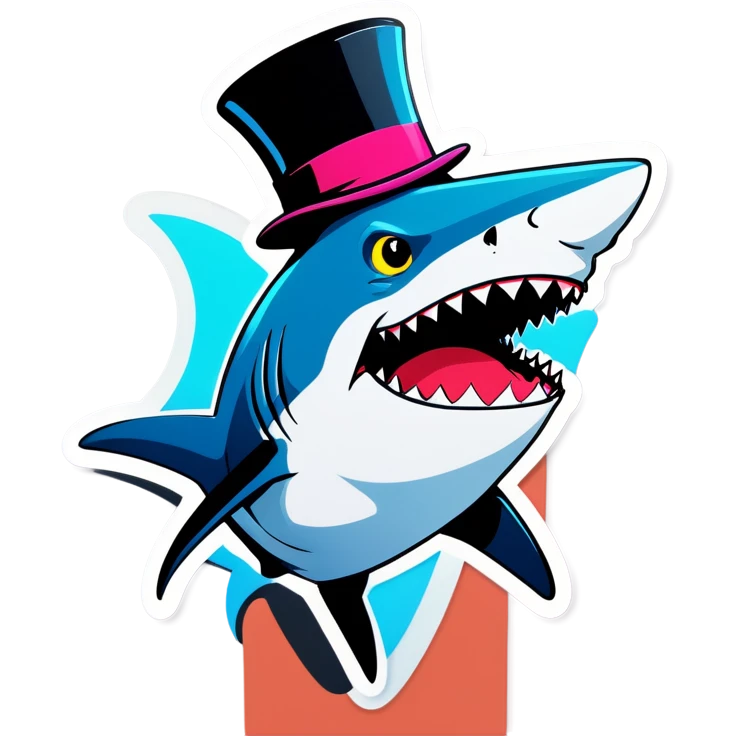 Shark with a top hat emoji
