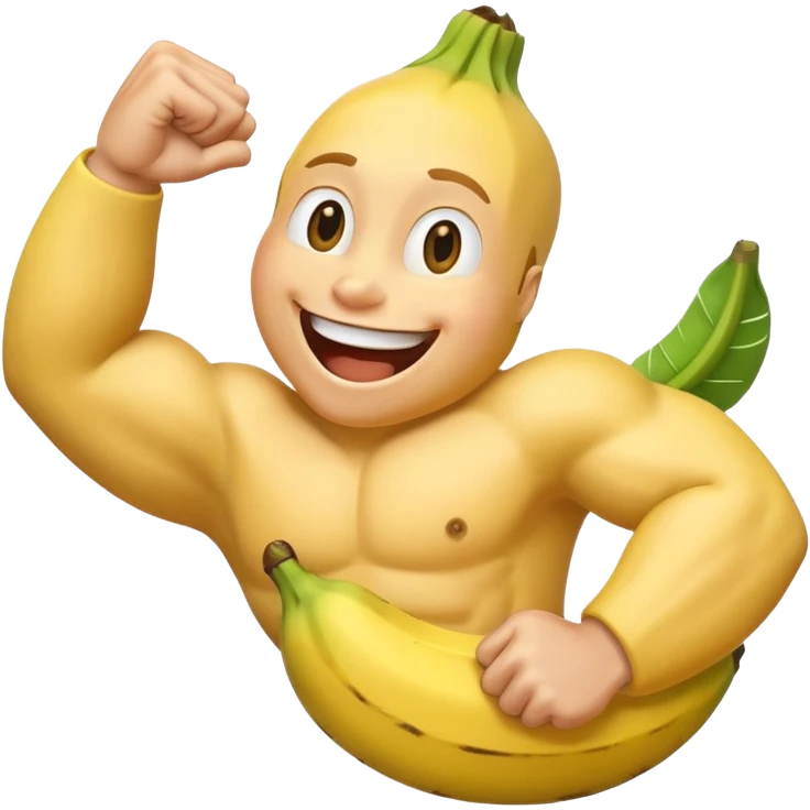 happy banana flexing biceps emoji
