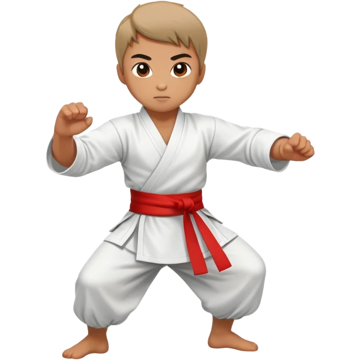 Martial artist in dynamic kung fu pose, wearing traditional loose outfit with sash emoji