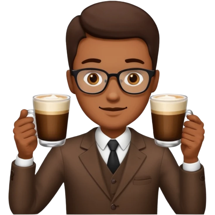 a man with two glasses of coffee emoji