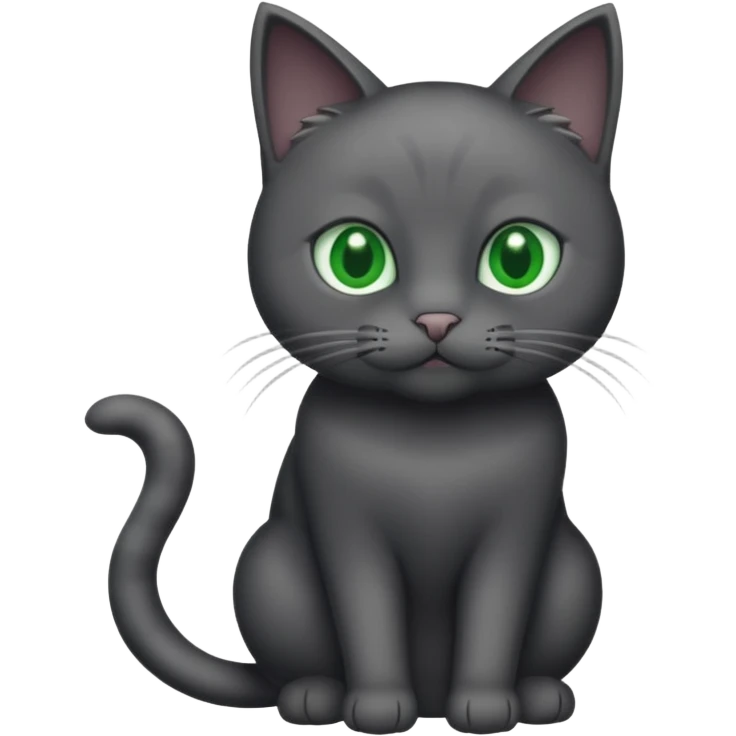 full body solid dark grey cat with green eyes and white paws and whiskers emoji