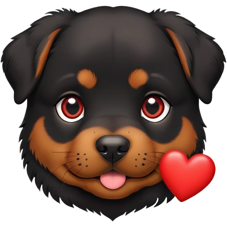 Rottweiler puppy with red heart emoji