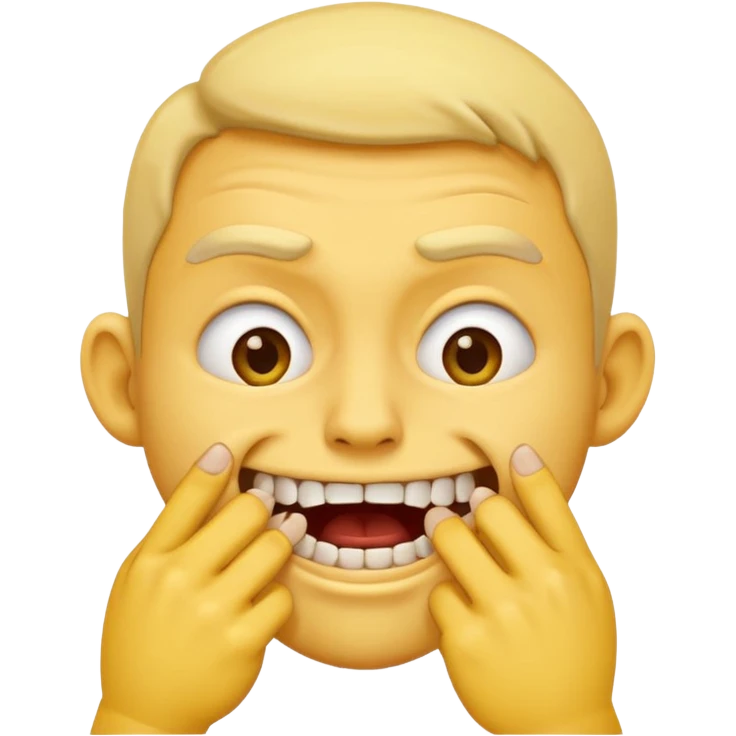 Emoji biting teeths together, while biting his nails emoji