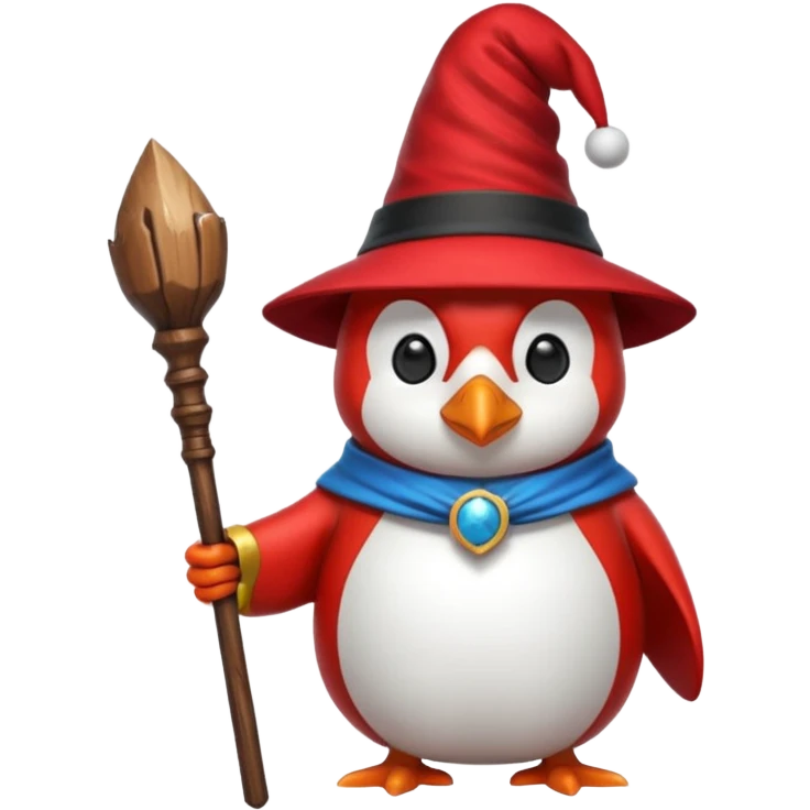 red Penguin Wizard, with youtube logo on his stick emoji
