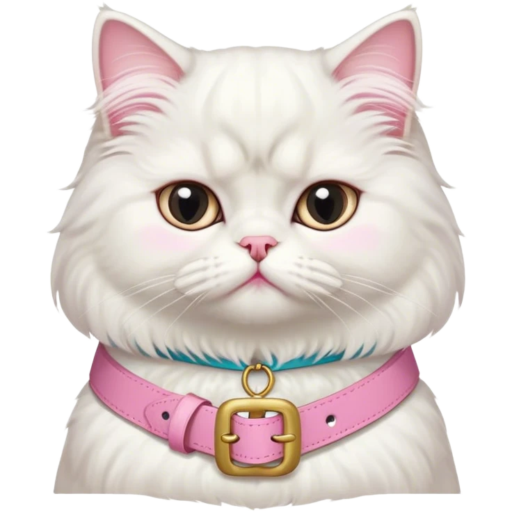 White Persian cat with pink belt  emoji