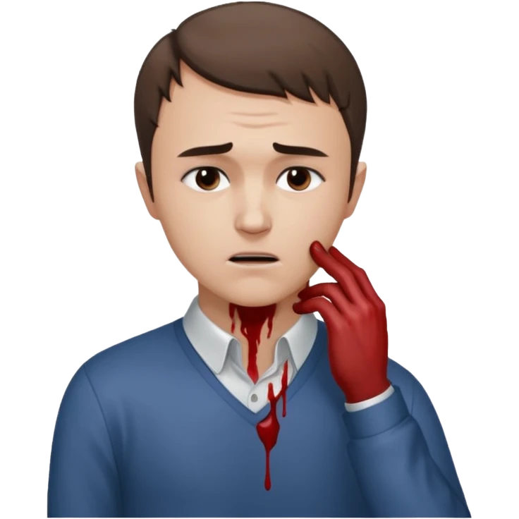charlie kirk holding his neck with his right hand in pain and add blood  with his receding hairline  emoji