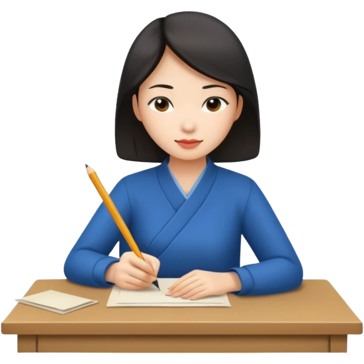 편지쓰는 동양인 여자 emoji