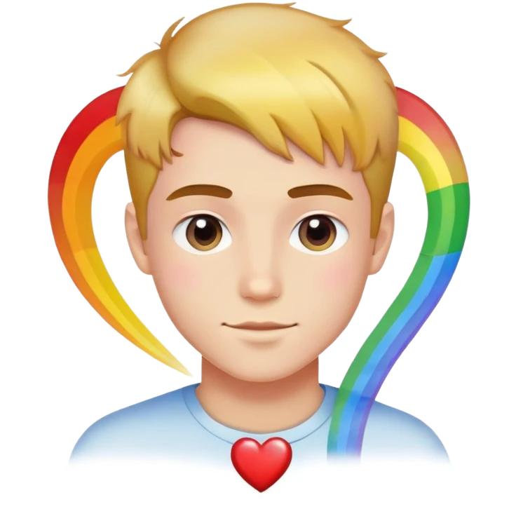 Un jeune homme un coeur et un arc en ciel  emoji