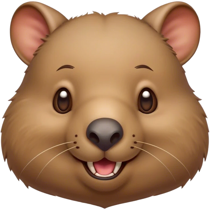 Cinematic Comical Wombat Portrait Emoji, Head tilted dramatically with an exaggeratedly amused expression, featuring a striking, glossy shaggy brown fur with bold textures and wide, expressive eyes filled with playful disbelief, Simplified yet hilariously expressive features, highly detailed, glowing with a slightly sassy glow, high shine, dramatic yet playful, stylized with an air of cheeky bush mischief, bright and endearing, soft glowing outline, capturing the essence of a spirited and over‐the‐top wombat, so meme‐worthy it feels like it could snort its way into internet fame instantly! emoji