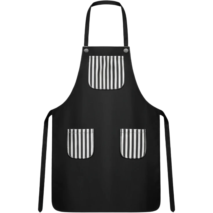 black apron with white vertical stripes (dense) emoji