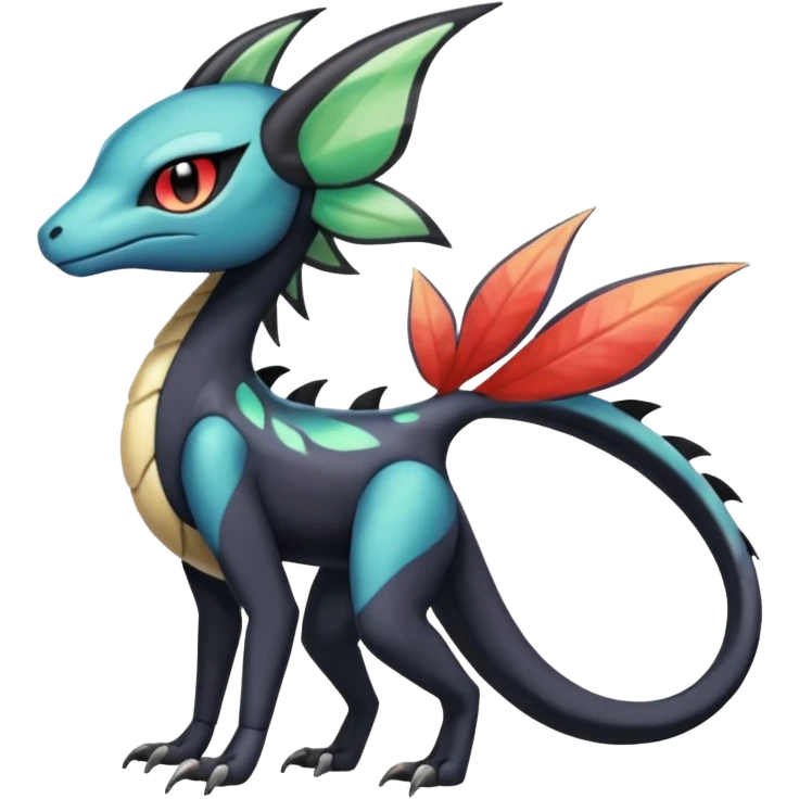 Colorful Translucent Tricky Hot Handsome Meloetta-Salandit-Nargacuga-Pokémon-Fakémon-fusion-hybrid-creature emoji