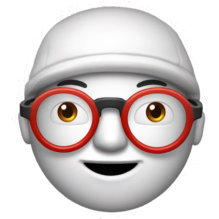 head of a guy wearing round glasses with a red cap that says "LAMPE DSM" on it in white writing emoji
