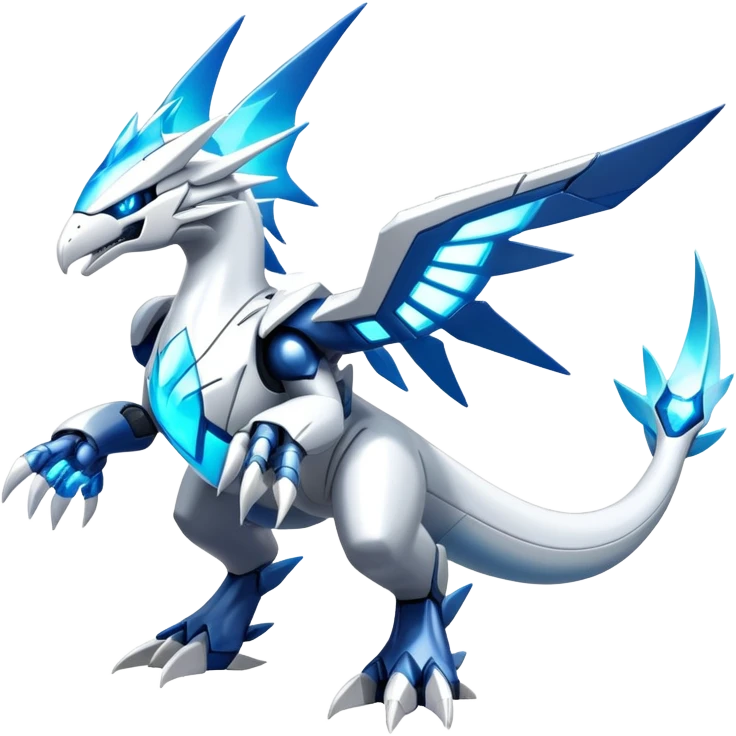 Futuristic Epic Legendary Shiny Cyber-Latios-Dialga-Reshiram-Creature, (full body) emoji