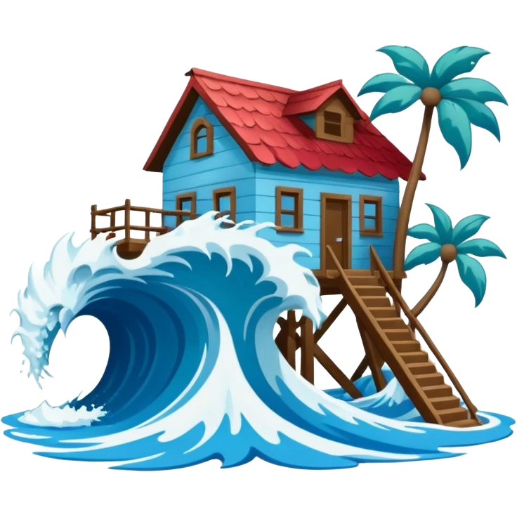 TSUNAMI DESTRUYENDO UNA CASA emoji