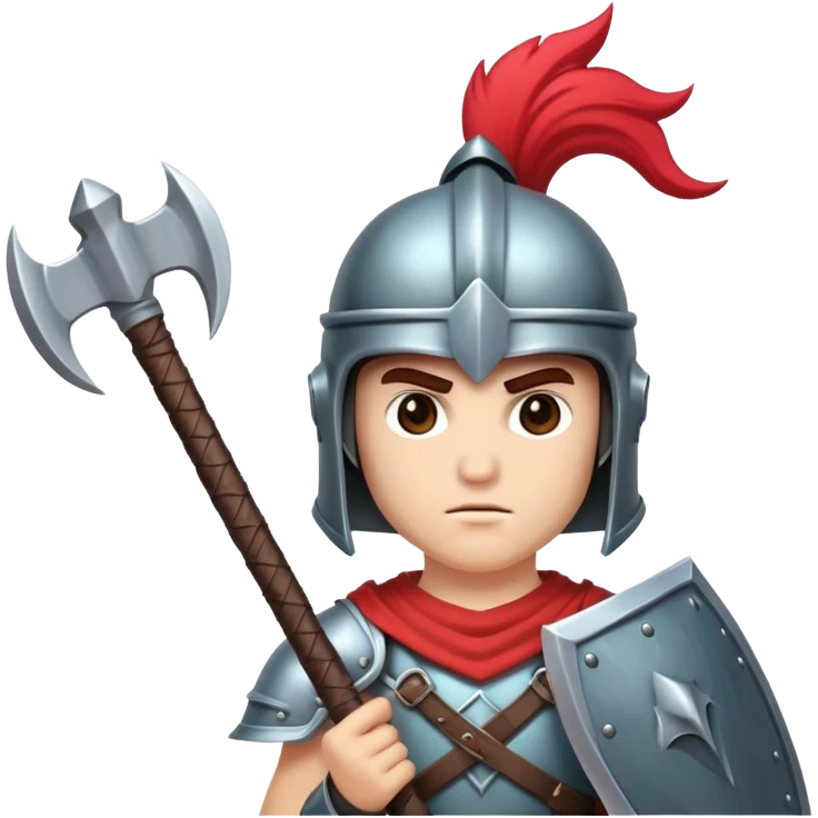 retro 80s fantasy warrior with helmet and battle axe emoji