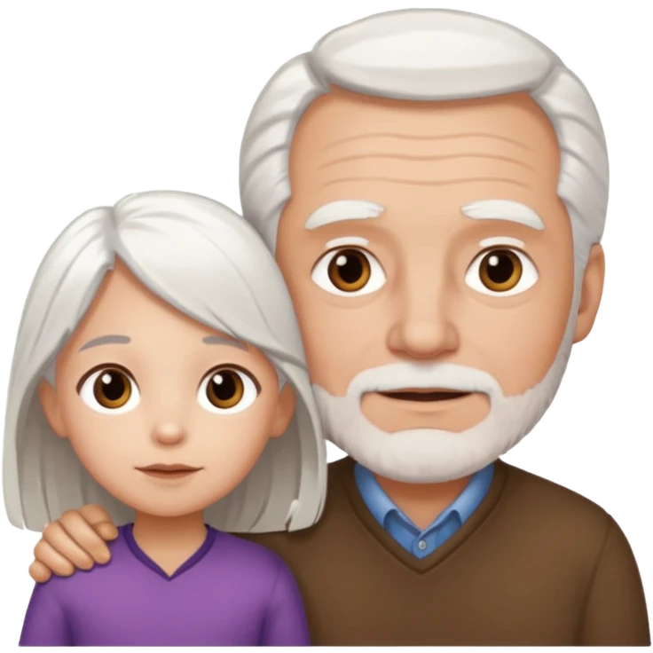 Old White Dad Whith White hair and his Brown little girl emoji