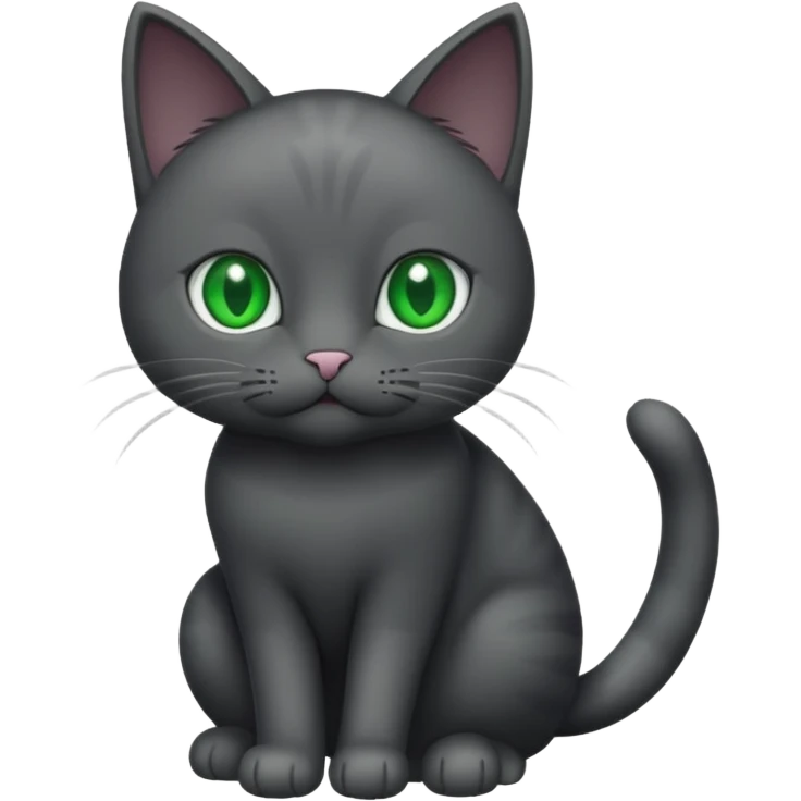 full body solid dark grey cat with green eyes and white paws and whiskers emoji