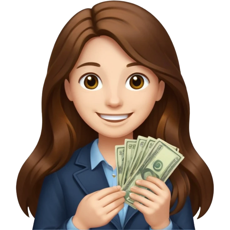 긴 갈색머리고 돈을 들고있어 emoji