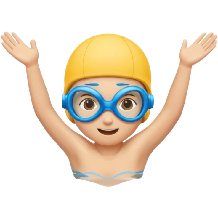 Cute emoji of a swimmer diving into a pool, rounded shapes, friendly style, bright blue water, minimal facial details. emoji