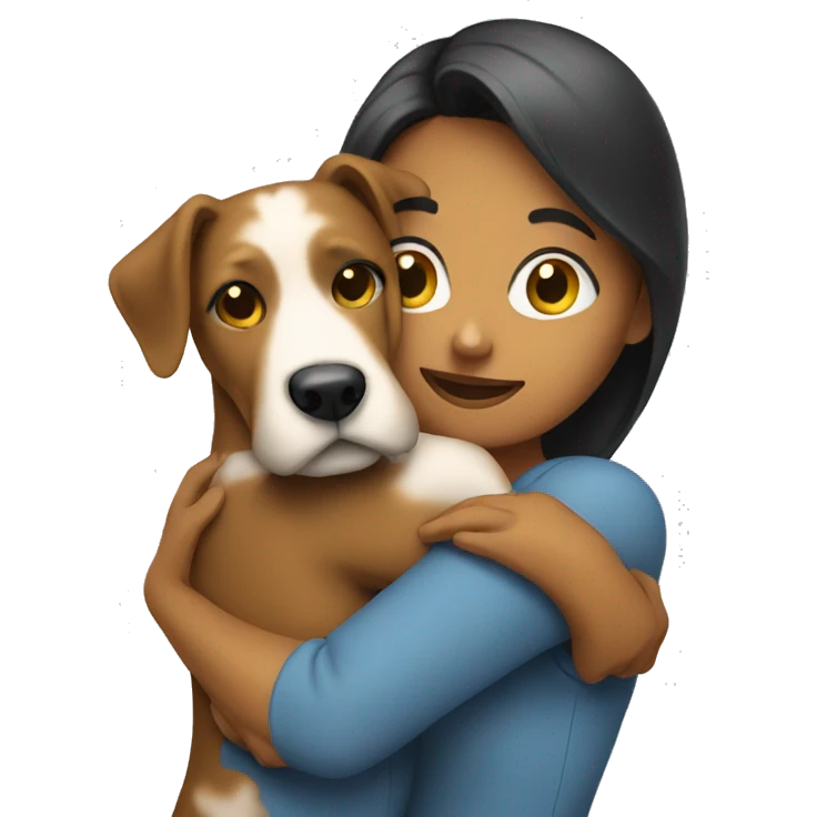 Woman hugging a dog emoji
