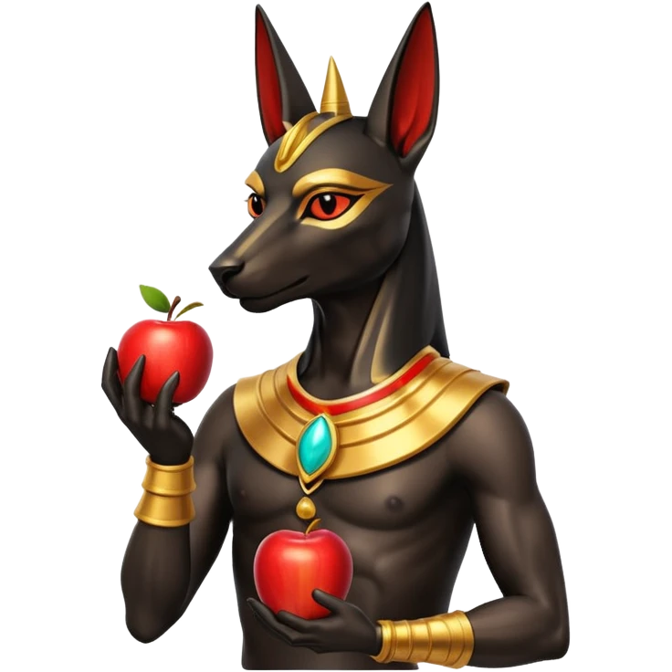 anubis god with an apple emoji