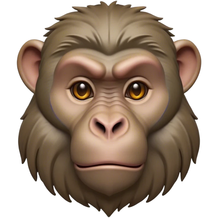 Cinematic Realistic Noble Baboon Portrait Emoji, Poised and commanding, with a robust, muscular build and a richly textured face marked by prominent brows, a powerful jawline, and deep, soulful eyes rendered in natural earthy tones, high shine, intelligent and bold, styled with an air of wild majesty, focused and attentive, soft glowing outline, capturing the essence of a watchful and confident baboon that exudes raw, regal power! emoji