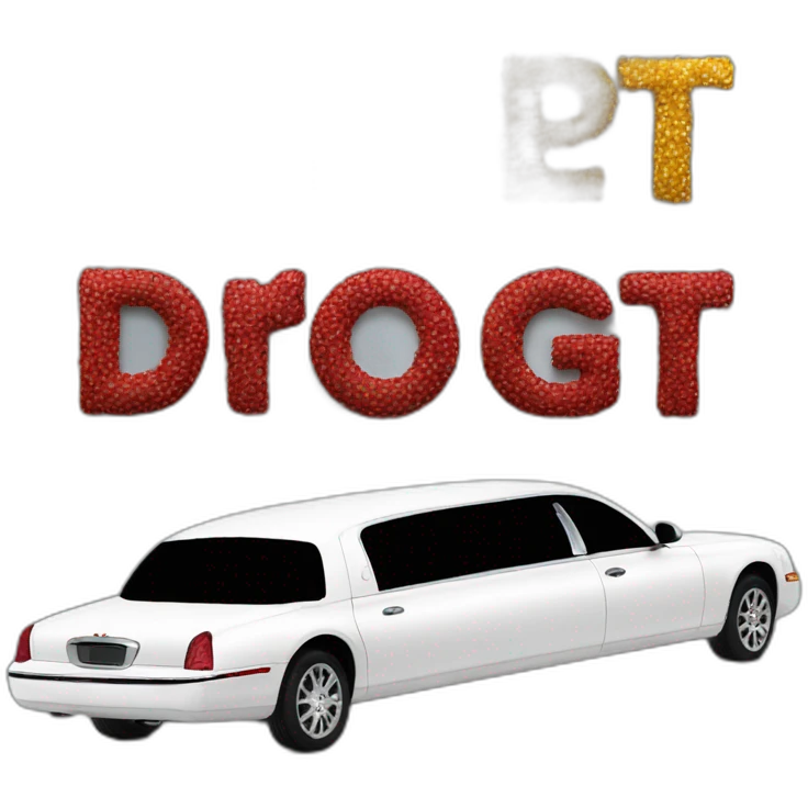 RGT lettering on a large limousine emoji