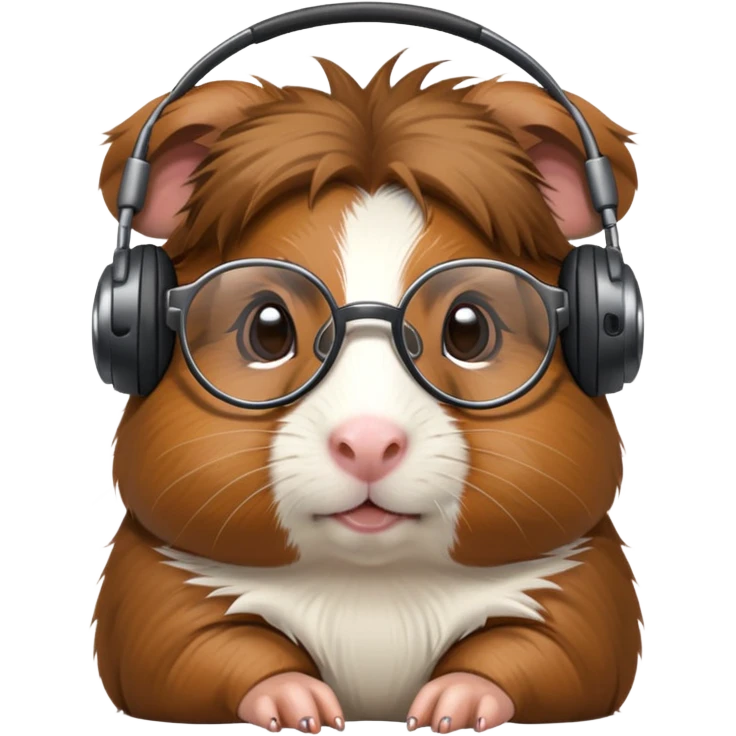 studious guinea pig with glasses wearing a headset emoji