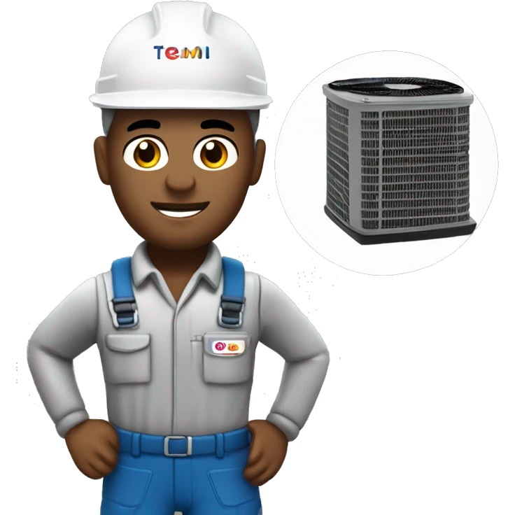 hvac technician action figure logo hd with brand name TechyWechy AMC Services emoji