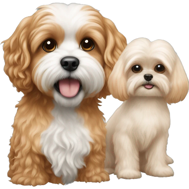 Peach large cavapoo next to a shitzu emoji