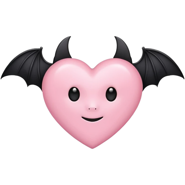 Light pink heart black bat in the center emoji