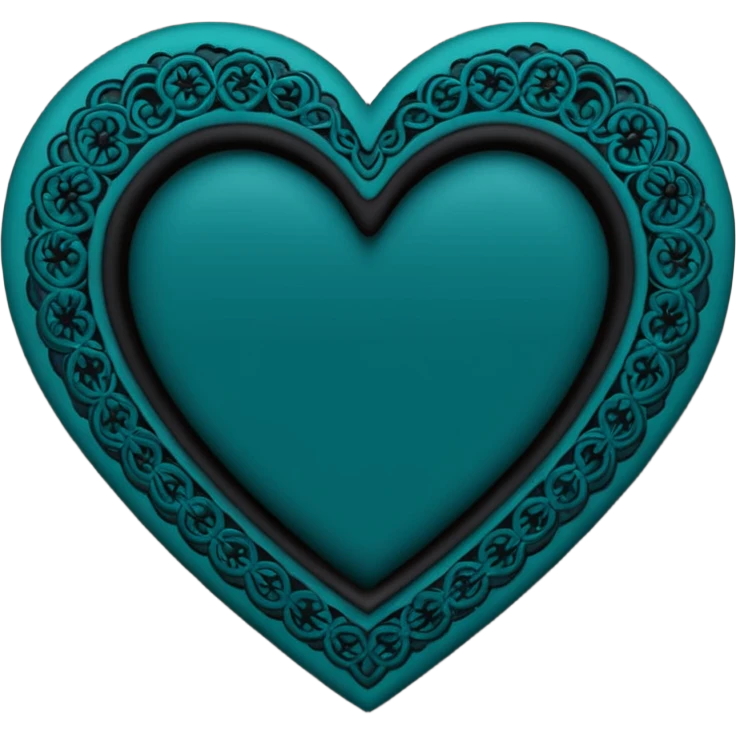 dark teal heart with black lace emoji