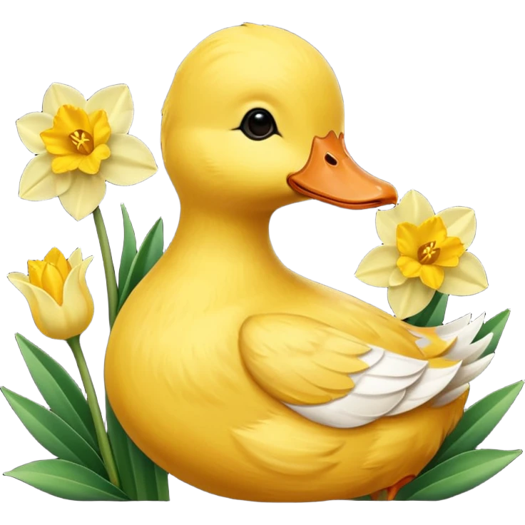 Duck holding daffodils emoji