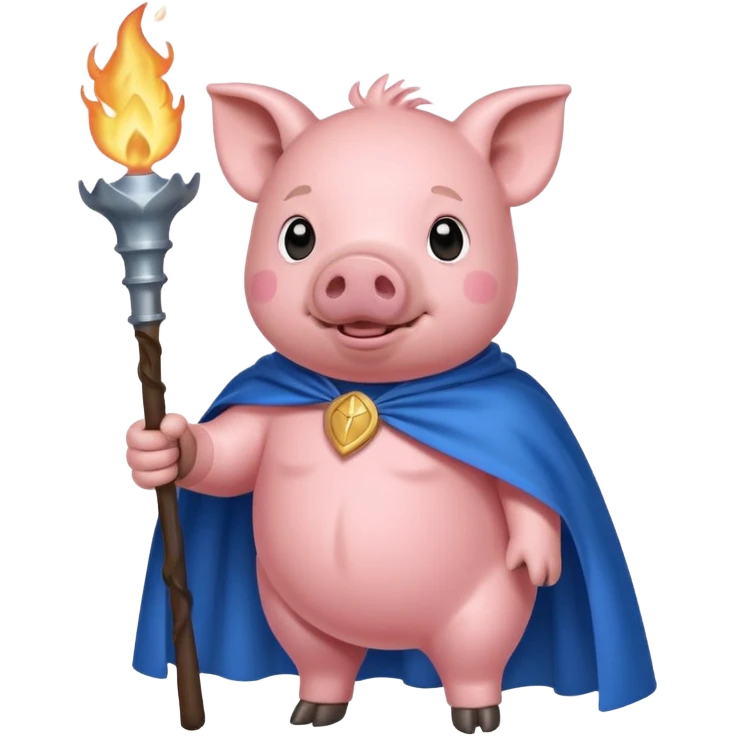 pig holding torch with blue cape emoji