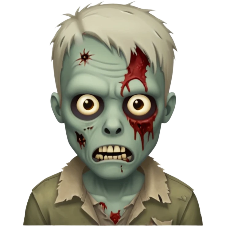 Make a zombie that have a scar in his head like 67 emoji