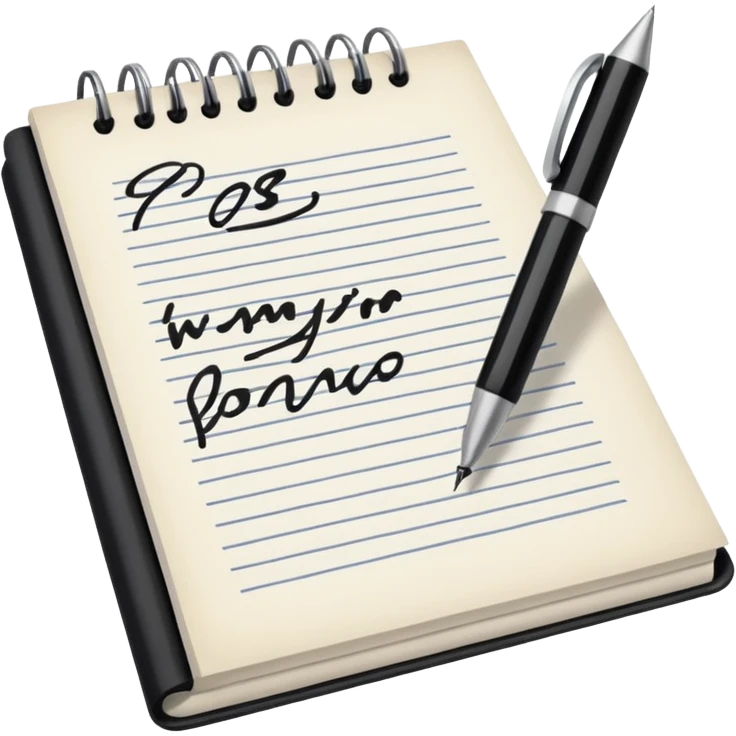a paper manuscript that is a screenplay with a ballpoint pen emoji