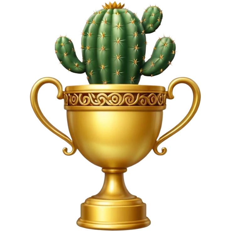 gold cactus cup trophy no face emoji