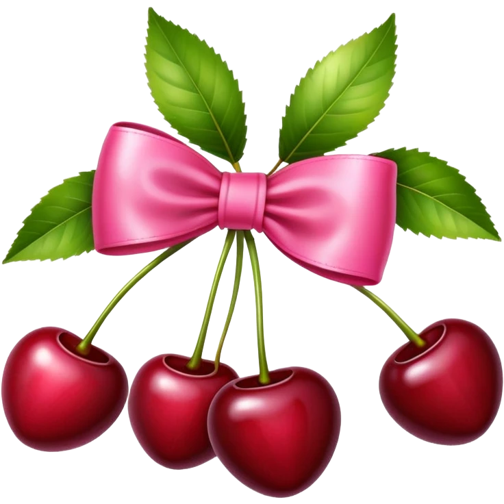 cherries with pink bow emoji